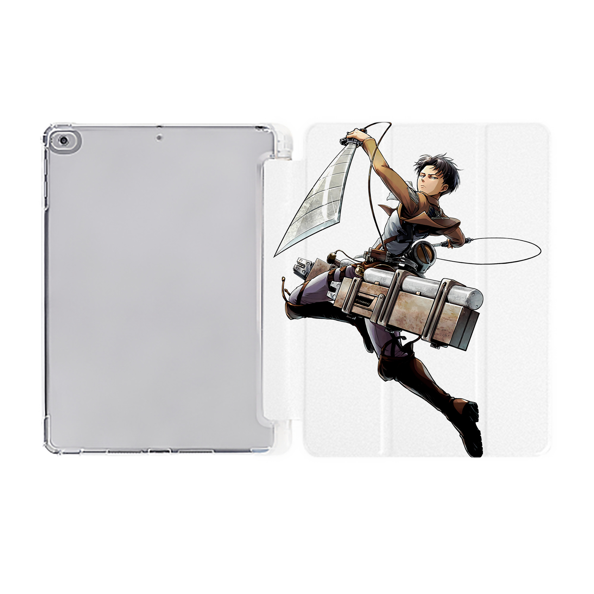 （画像用） 進撃の巨人 リヴァイ·アッカーマン Attack on Titan Levi Ackerman IPad ケース ペン収納付き 三つ折りスタンド PUレザー×シリコン 対応機種9.5/10.5/10.9インチ